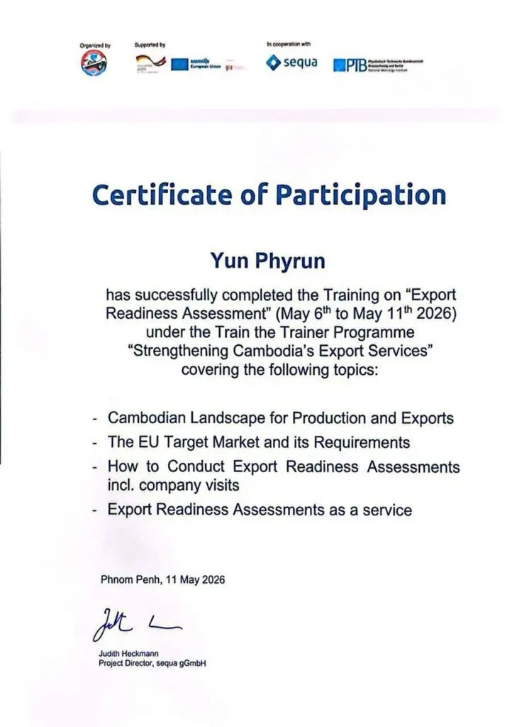 Export Readiness Assessment Certificate